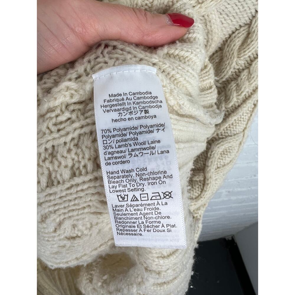 J. Crew Women's Crew-Neck Cable-knit Sweater Long Sleeve in Beige Size Small - Picture 3 of 5